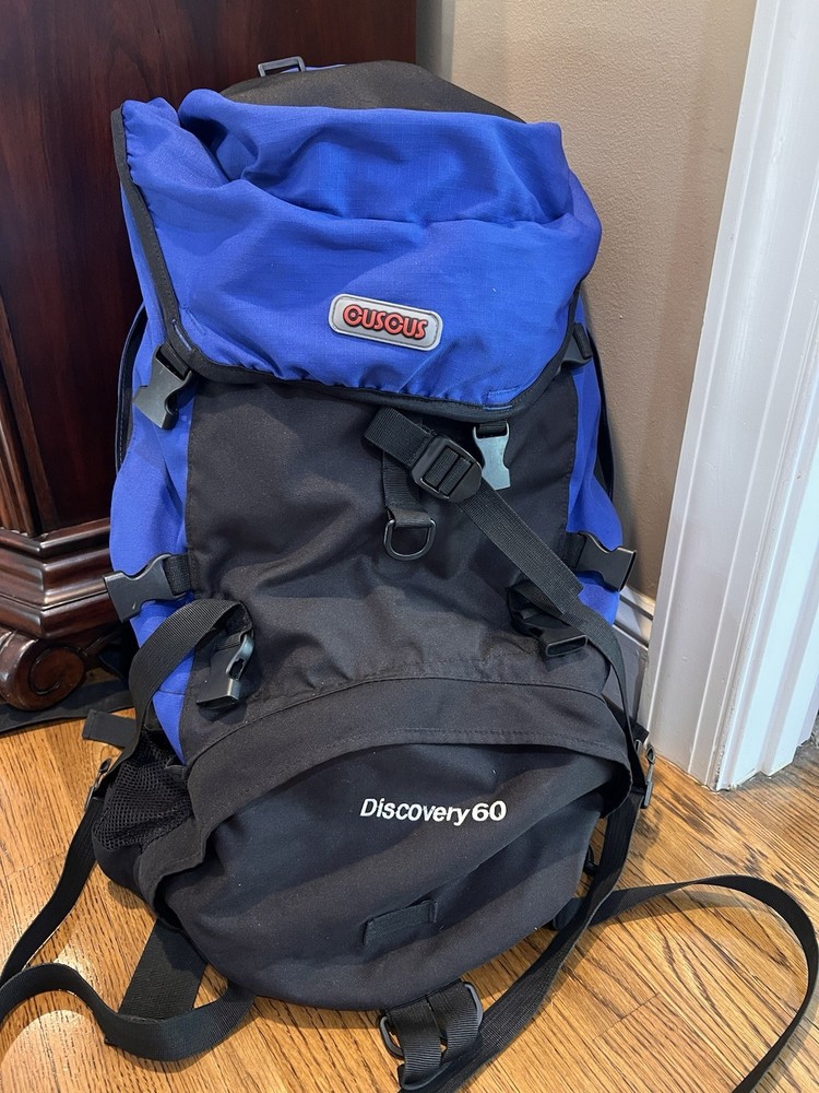CUSCUS Adjustable Hiking Camping Backpack Internal Frame Blue Black Discovery 60