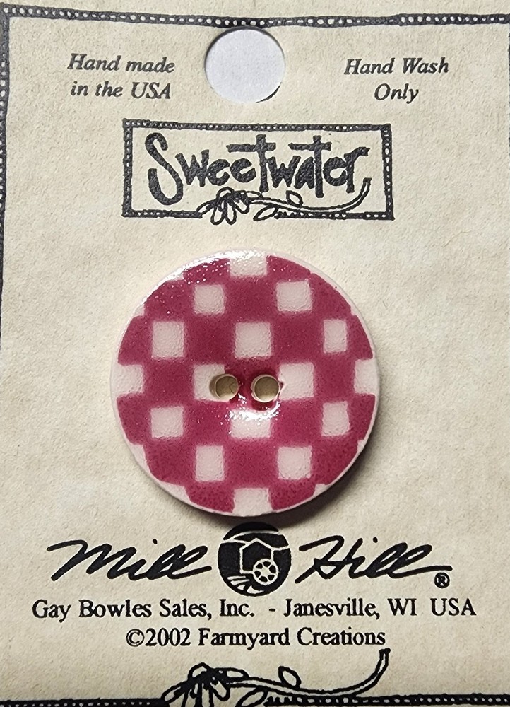 DIY Mill Hill Ceramic Button - Salmon Checker Button