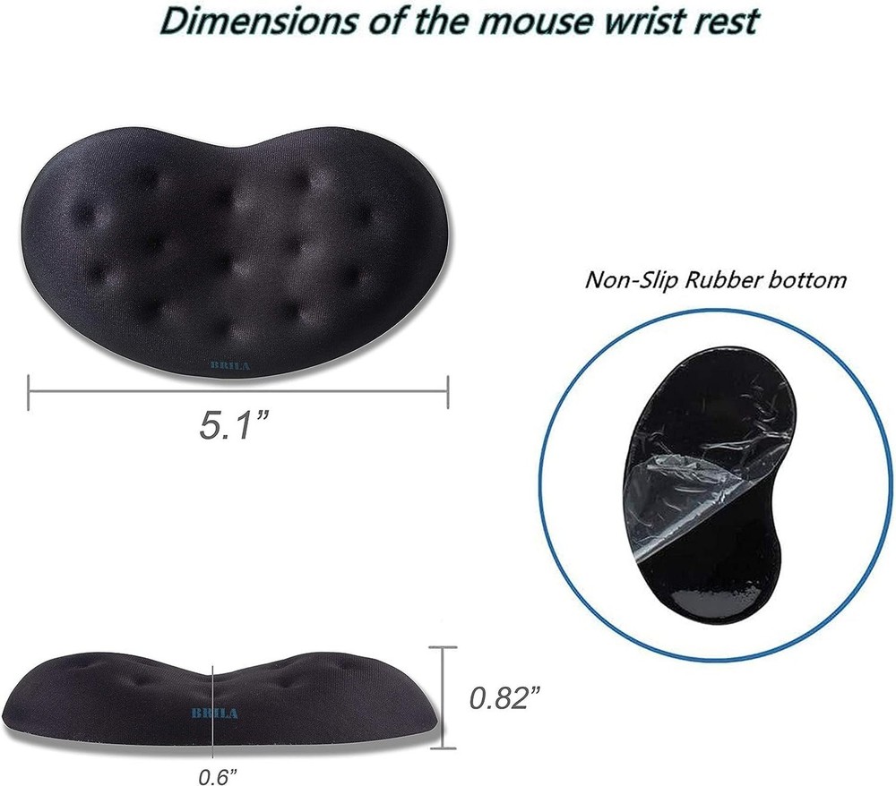 BRILA Ergonomic Memory Foam Mouse Wrist Rest Support Pad Cushion for Computer...