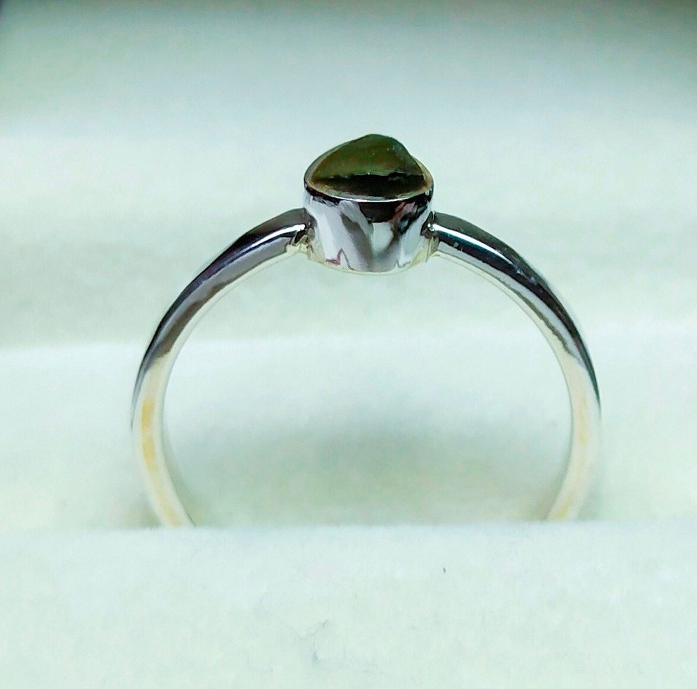 Raw Moldavite 925 Sterling Silvr Ring Gemstone Ring Moldavite Rough Stone Ring