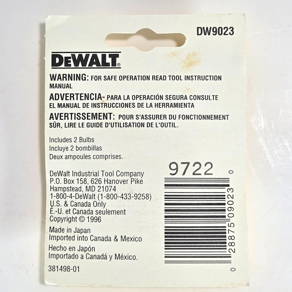 DeWalt DW9023 - 9.6 Volt Flashlight REPLACEMENT FLASHLIGHT BULBS
