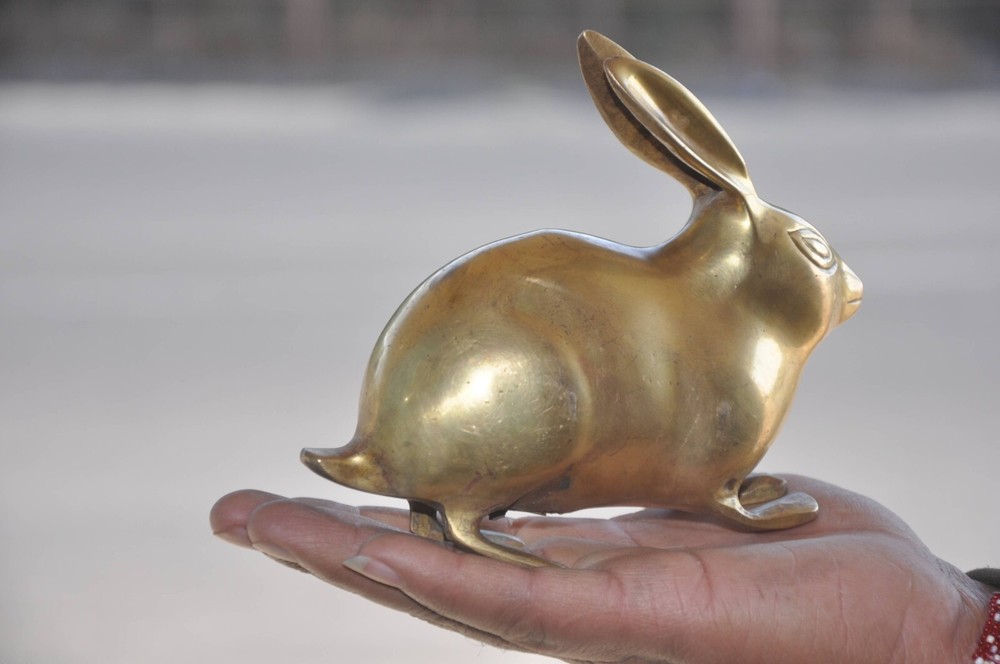 Vintage Brass Handcrafted Solid Rabbit Decorative Figurine