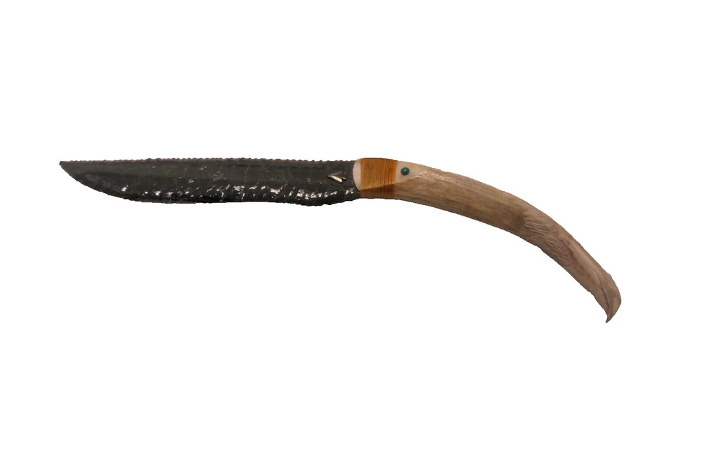Obsidian Eagle Bone Handle Knife