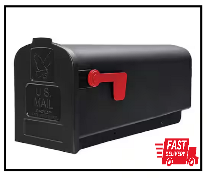 Parsons Black Plastic Medium Mailbox Post Mount Outdoor Residential Mail Box