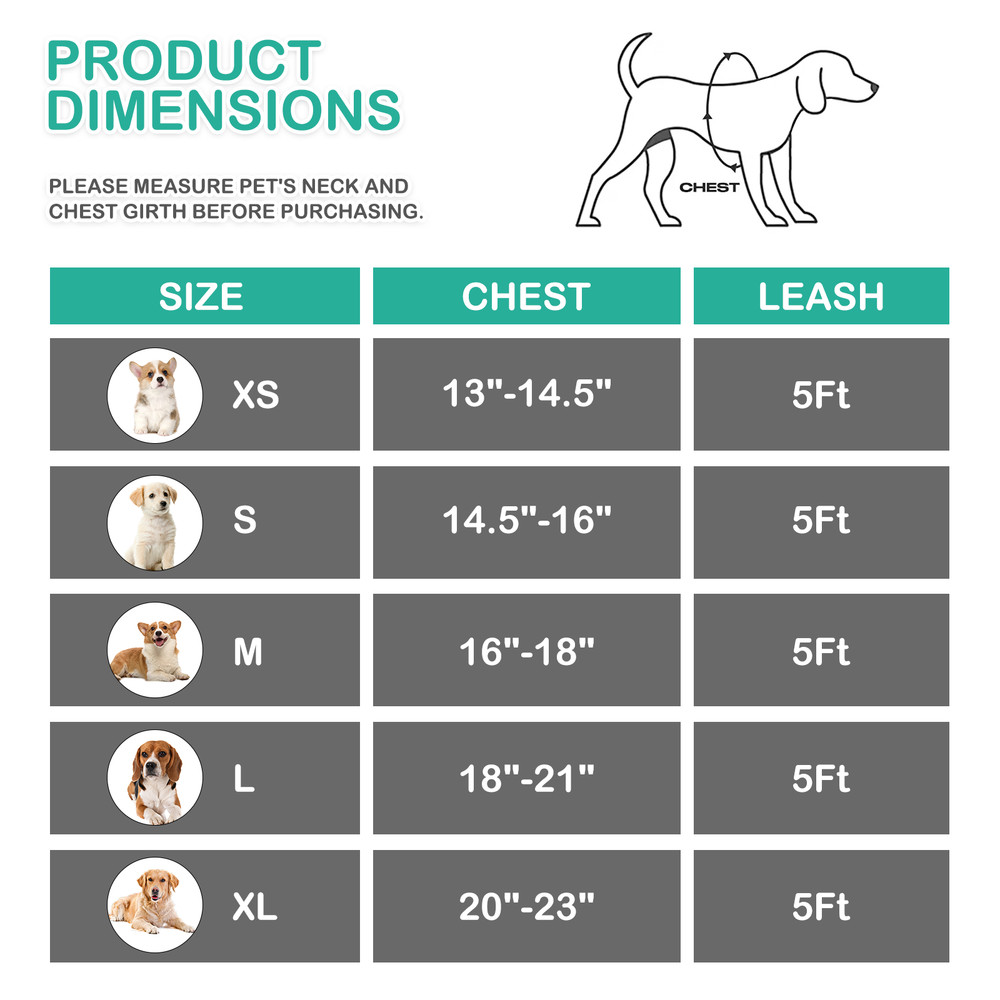 Dog Pet Harness Adjustable Control Reflective Jacket Breathable Mesh & Leash Set