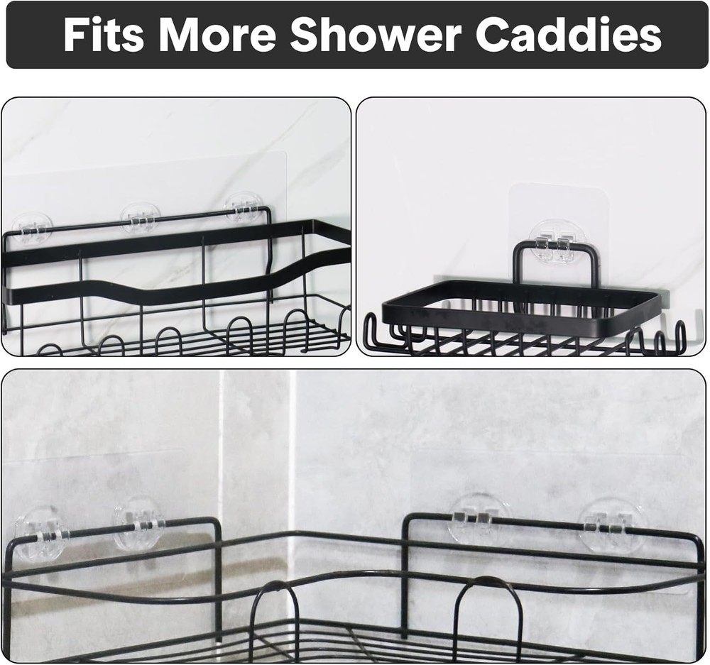 10 Pack Shower Caddy Adhesive Replacement, Strong Adhesive Hooks for Shower C...
