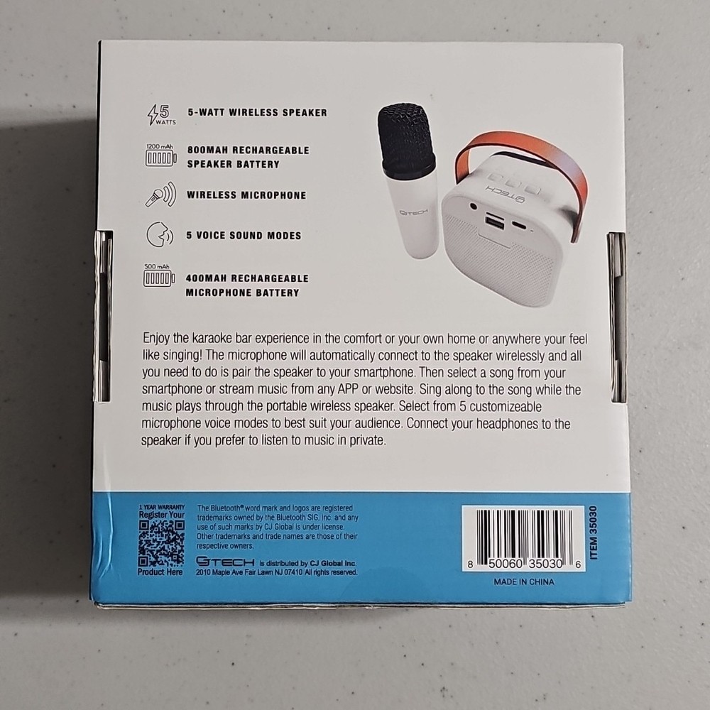 CJ Tech Karaoke Wireless Speaker & Wireless Microphone, Bluetooth