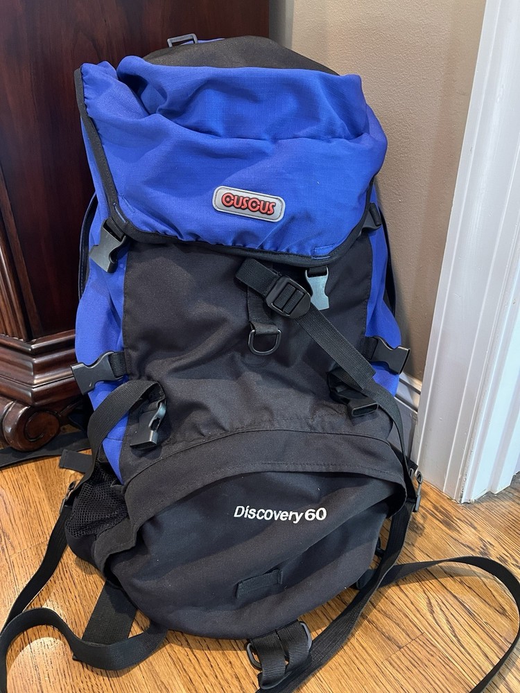 CUSCUS Adjustable Hiking Camping Backpack Internal Frame Blue Black Discovery 60