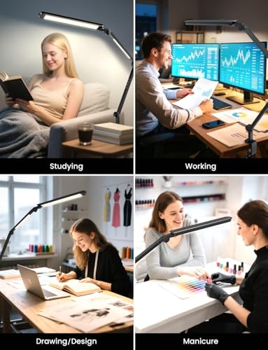 LED Desk Lamp with Clamp, Adjustable & Remote Control, Puzzle Light Dual Light