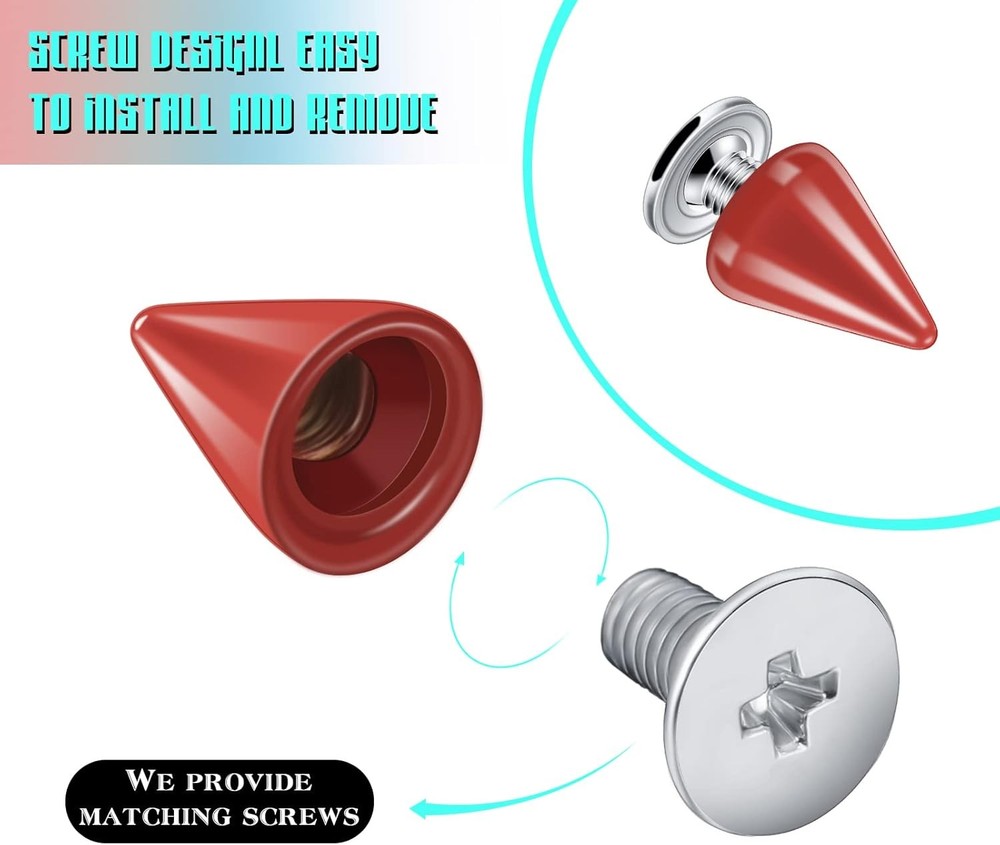 100 Sets Red Punk Metal Studs Screw Back 7x10mm