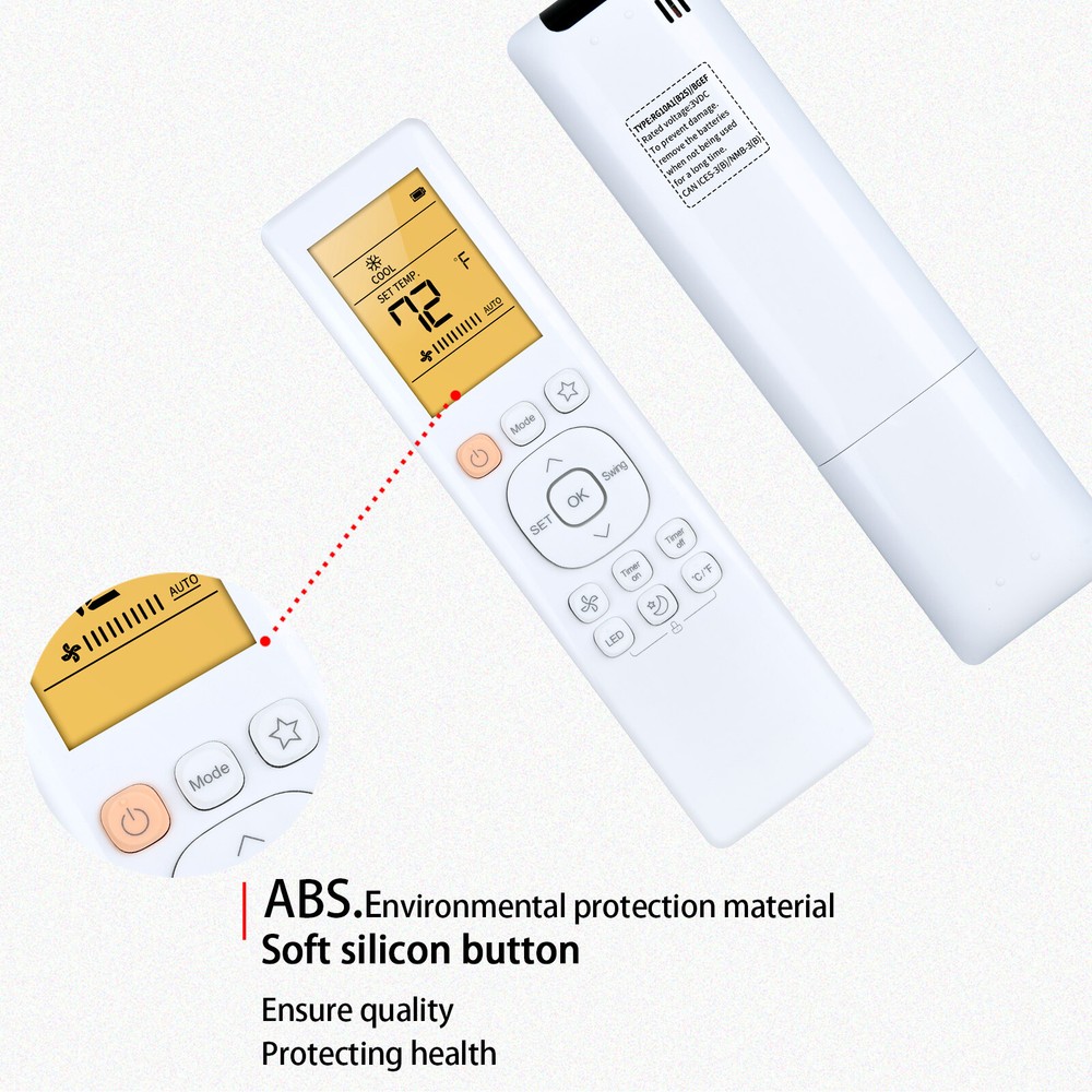 Remote Control For Mrcool Air Conditioner RG10F2(D2)/BGEFU1 With backlight
