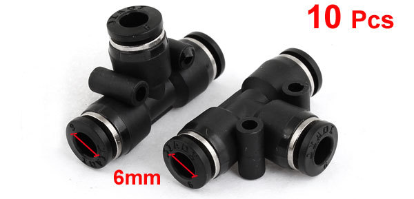 10Pcs 2 Way 6mm Inner Dia Pneumatic Connector Air Fitting Quick Coupler #