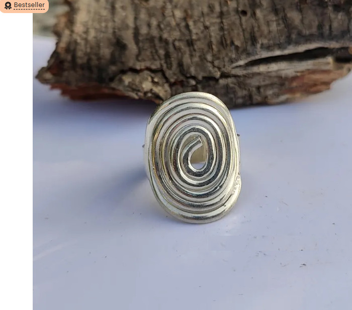 925 Sterling Silver Ring, Hammered Thick Statement Beautiful Ring All Size R337