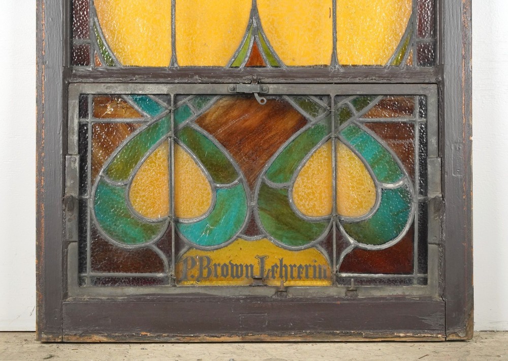 1900s Rectangular Leaded Stained Glass Church Window - R289854
