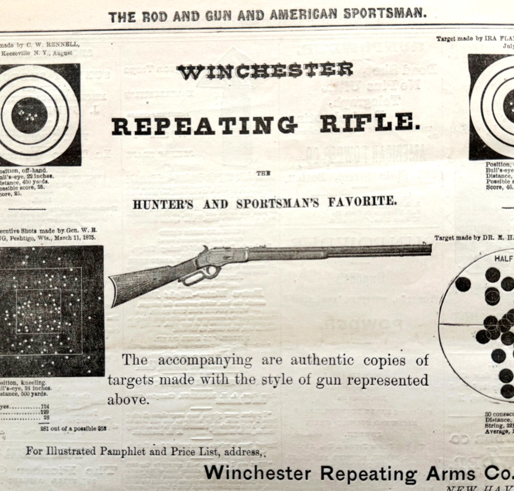 1876 Winchester Repeating Rifles Target Clusters Advertisement New Haven Conn