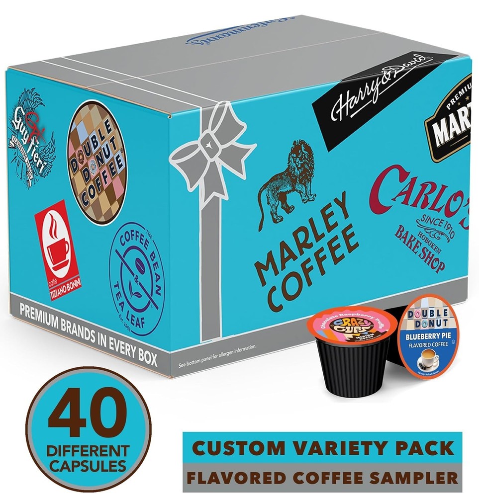 Crazy Cups Flavored Coffee Pods Variety Pack, Coffee Sampler 40 Count