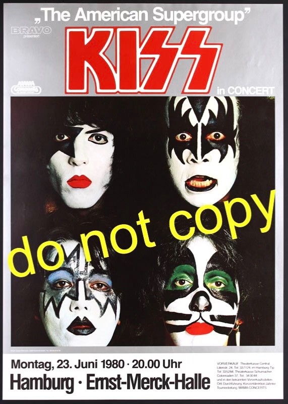 Kiss + iron maiden concert flyer. Ernst-Merck-Halle, Hamburg Germany 6/23/80