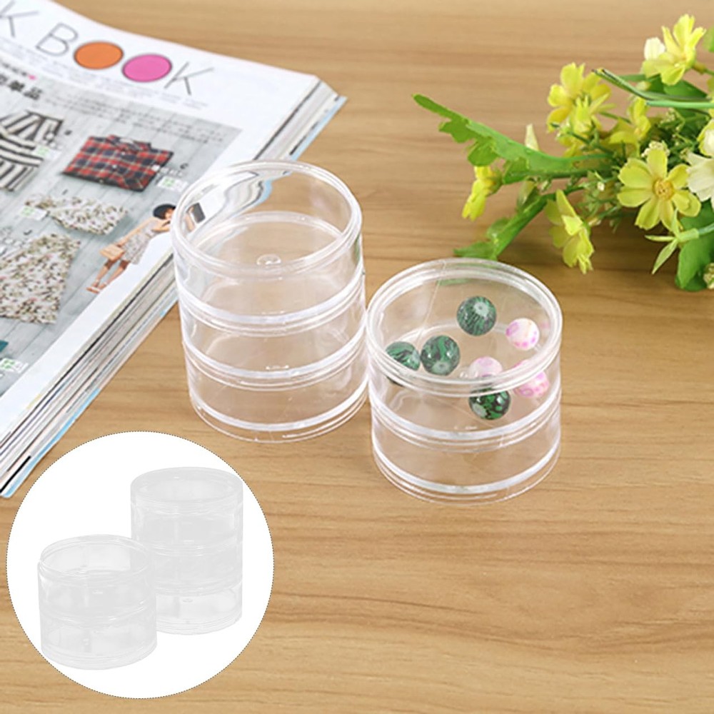 HEALLILY Stackable Round Storage Box 5-Section Organizer for Jewelry As Shown