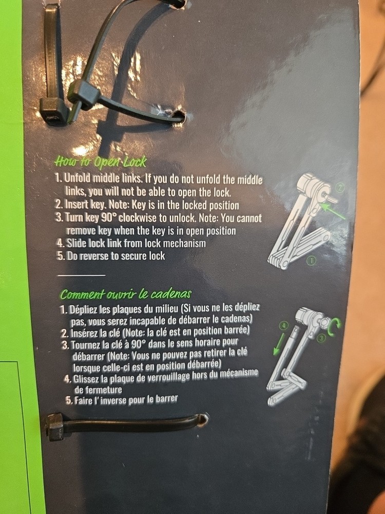 EVO Lockdown Folding Lock with 2 Keys and Mounting Bracket Black