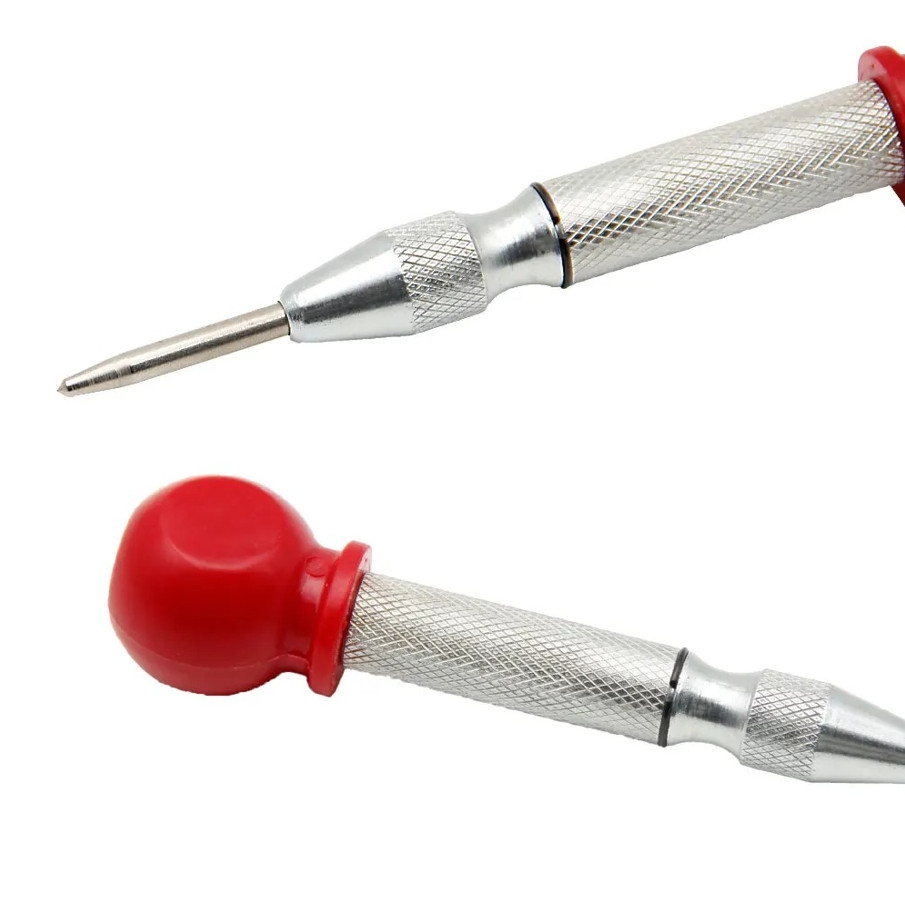 1pc Automatic Spring-Loaded Center Punch – Silver Steel Window Breaker Tool