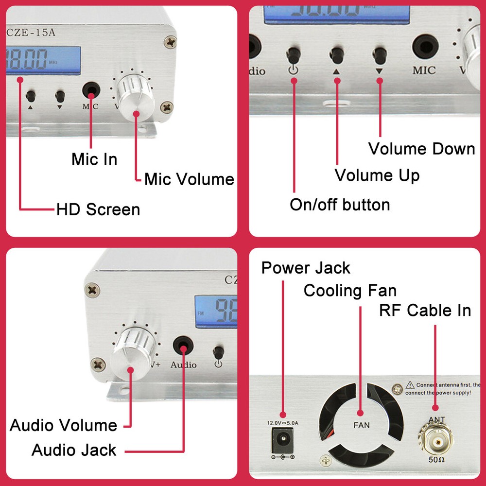 CZE-15A Digital Transmitter For Drive In Movie Low Power 15W Fm Transmitter Kit