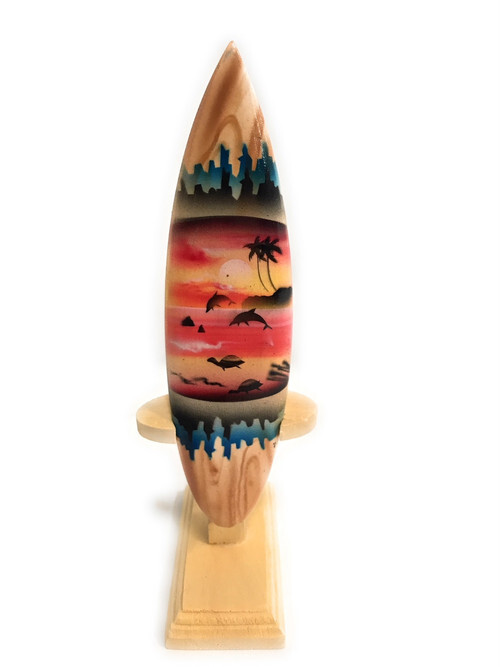 Surfboard w/ Stand Sunset Design 6" - Trophy | #lea01g15