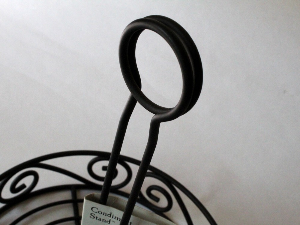 Scroll Condiment Stand Silverware Caddy Set Black Wire Basket Patio Tabletop NEW