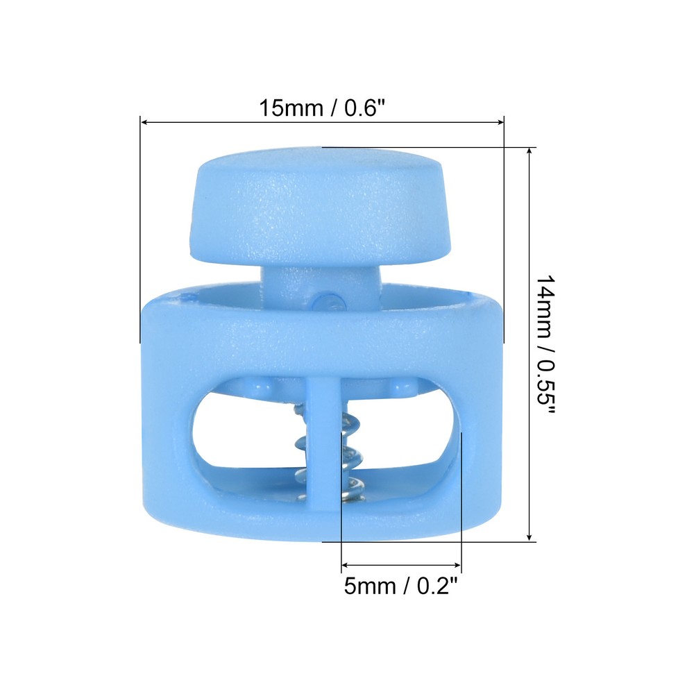 14mm Cord Locks Set, 50 Pack Round Double Hole Multicolor Spring Toggle Stopper