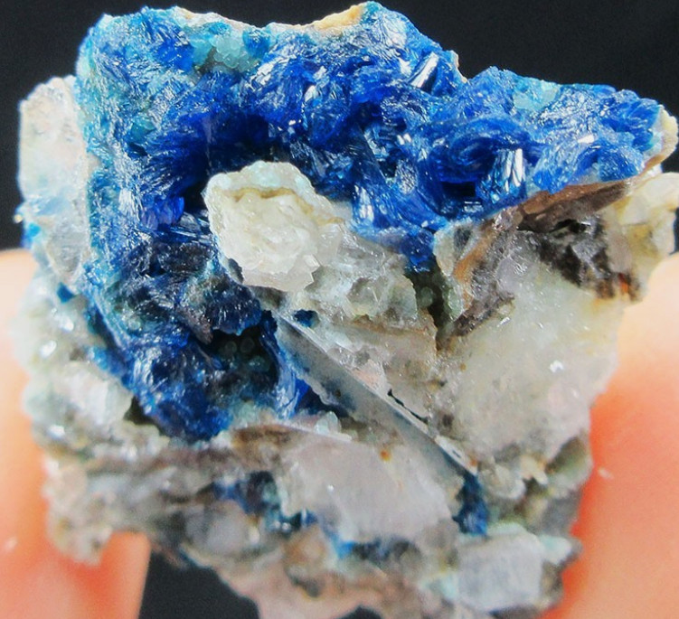 Rare Blue Veszelyite and Hemimorphite on Quartz Dongchuan District Yunnan
