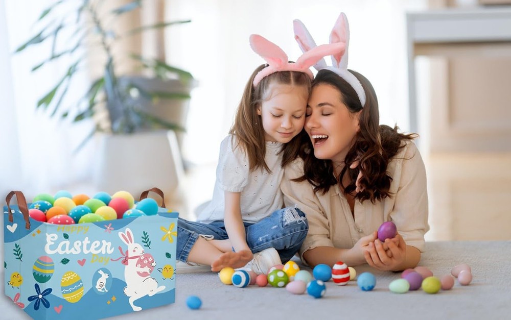 Essme Rectangular Easter Basket, Kids Storage bin Organizer with Handles for ...