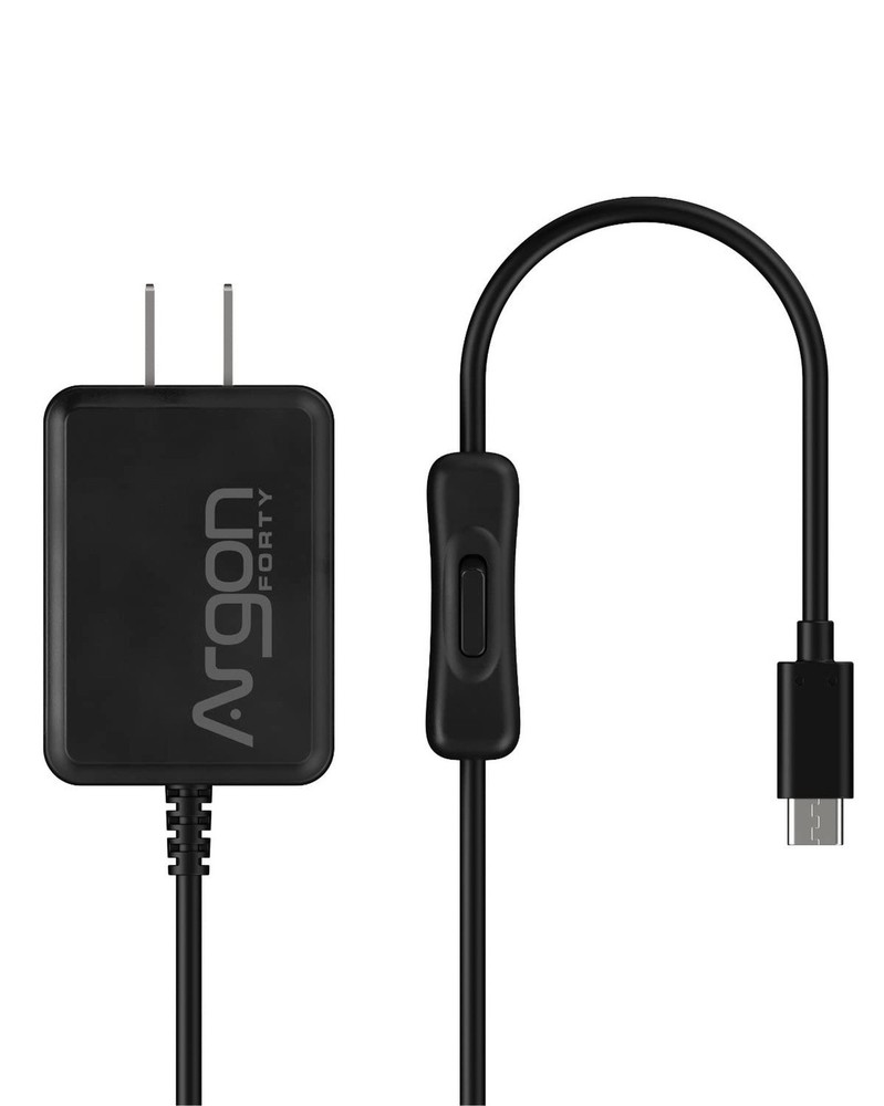 Argon USB C Power Supply with Switch | Raspberry Pi 4 Power Supply
