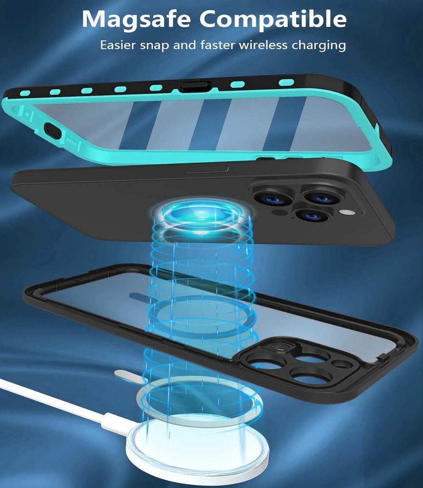 For iPhone 14 15 Pro Max / Plus Waterproof Case MagSafe Cover Screen Protector
