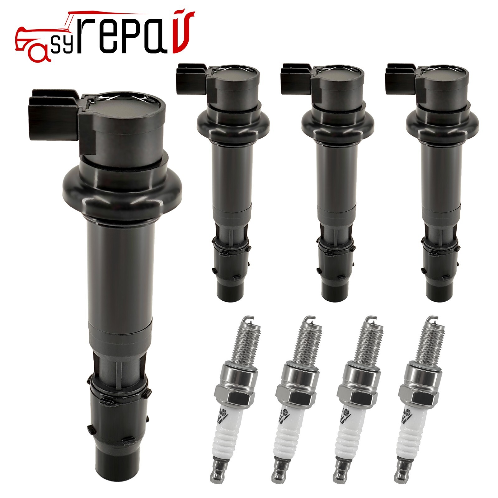 4X Ignition Coil+Spark Plug for Kawasaki 2000-2008 Kawasaki Ninja ZX6R ZX600J