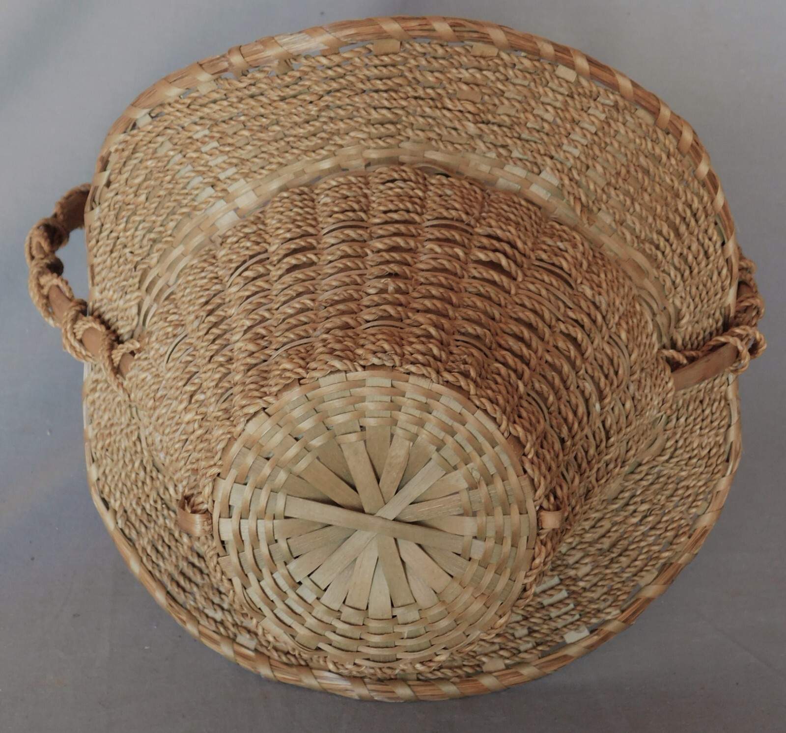 Penobscot Wabanaki Ash Splint Sweetgrass Flower Basket Swing Handle AAFA