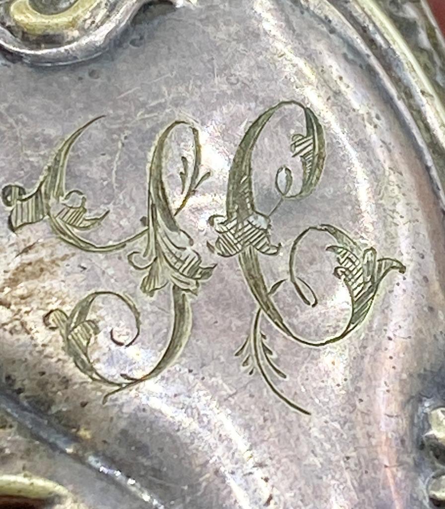 Antique 1800s Chatelaine Eyeglass Holder w/ Clip Featuring Man & Woman