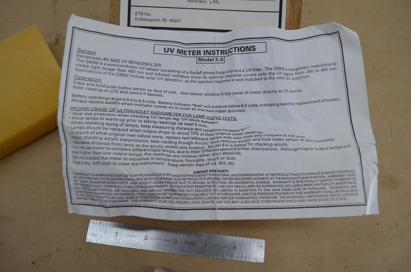 ETS Digital Ultraviolet Radiometer Model 5.0