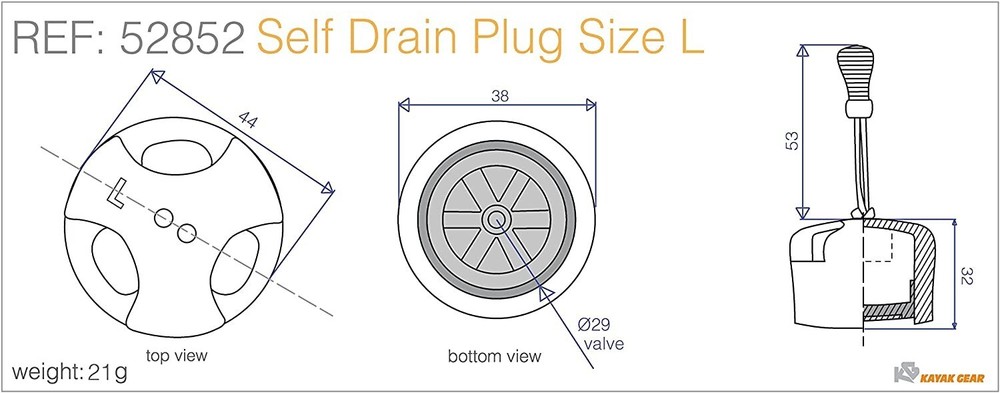 Large Kayak Gear Self Draining Scupper (Pair)