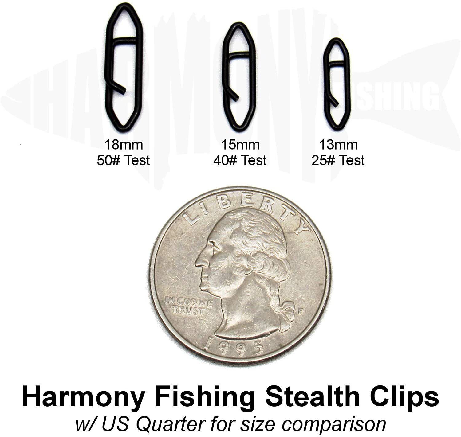 Harmony Fishing Stealth Clips (25 Pack) [Black Stainless] Quick Snaps For Lures