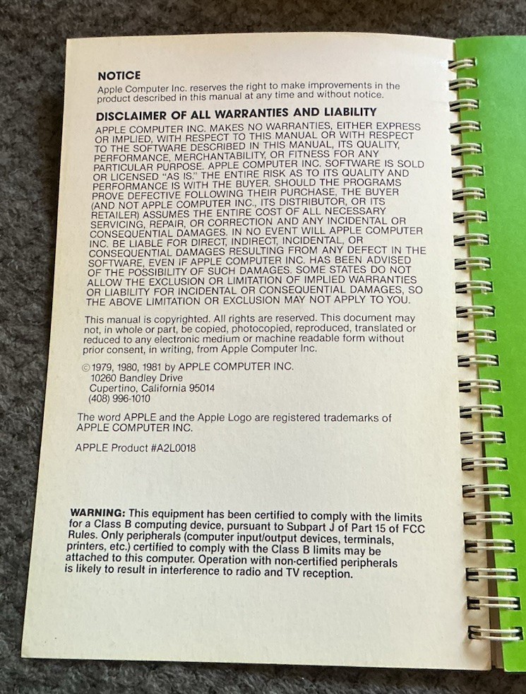 1981 The Applesoft Tutorial Manual Apple Computer Book