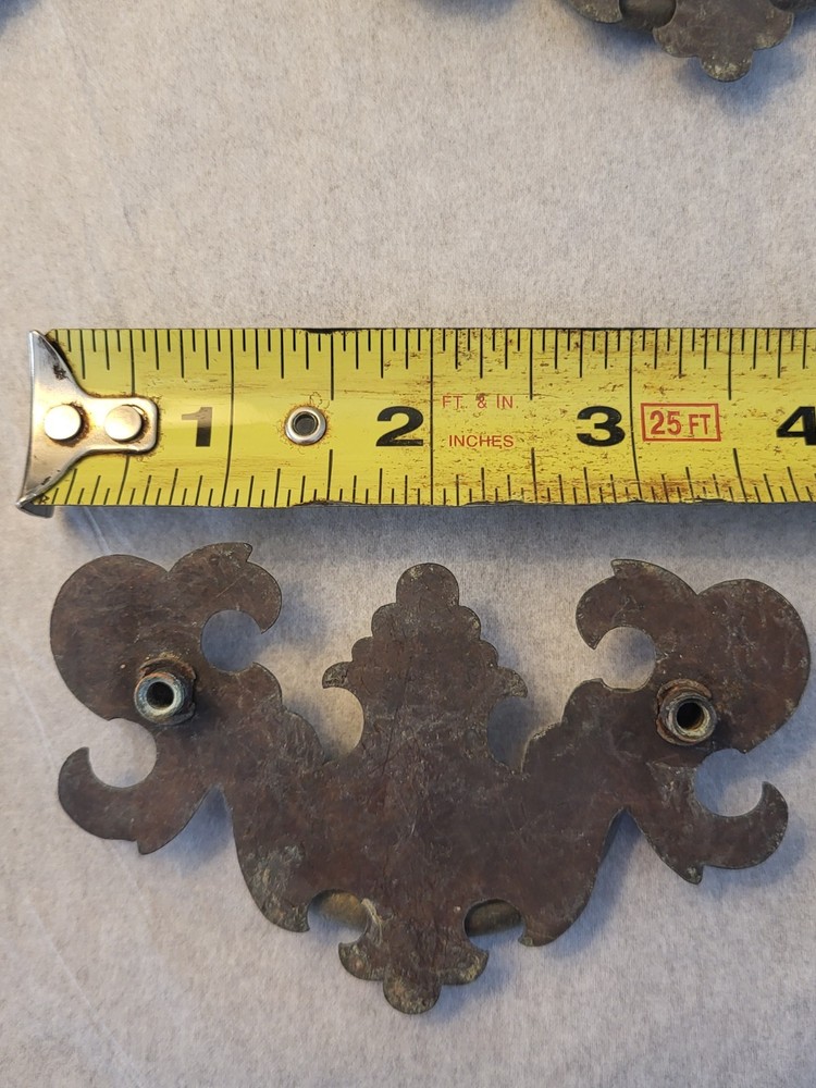 Flat Bat Drop Bail Pull Handle Solid Dark Aged Brass 2-1/2" Centers 10 Vintage