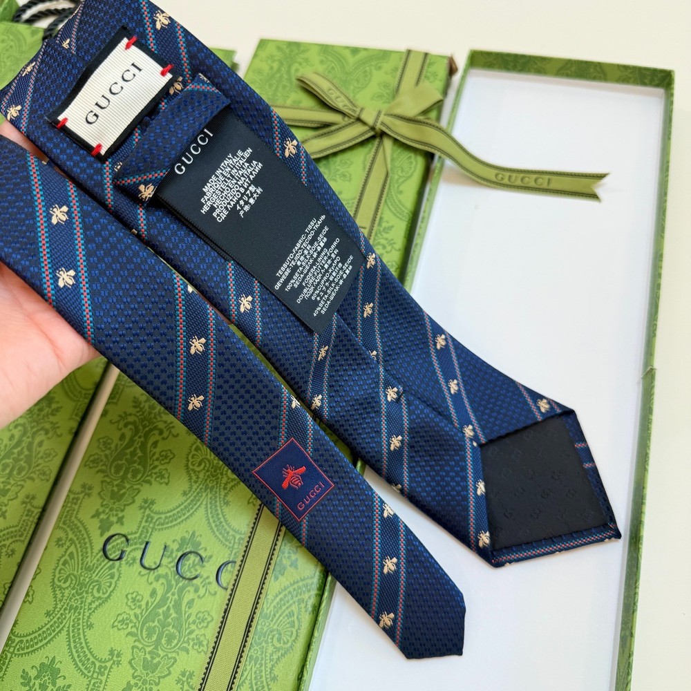 GUCCI Tie Blue silk Width_8CM