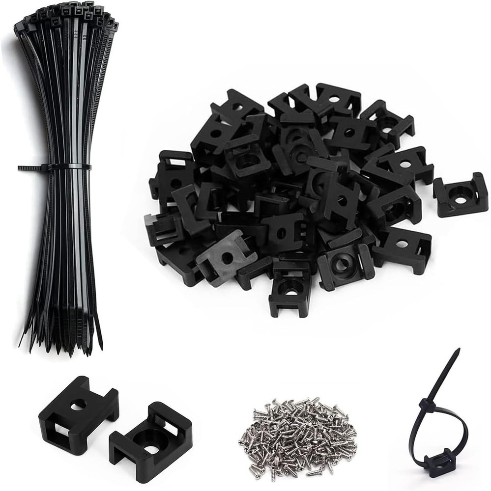 Cable Zip Tie Mounts Kit-100 Pcs Cable Zip Tie Saddle Type Mounts Base with 1...