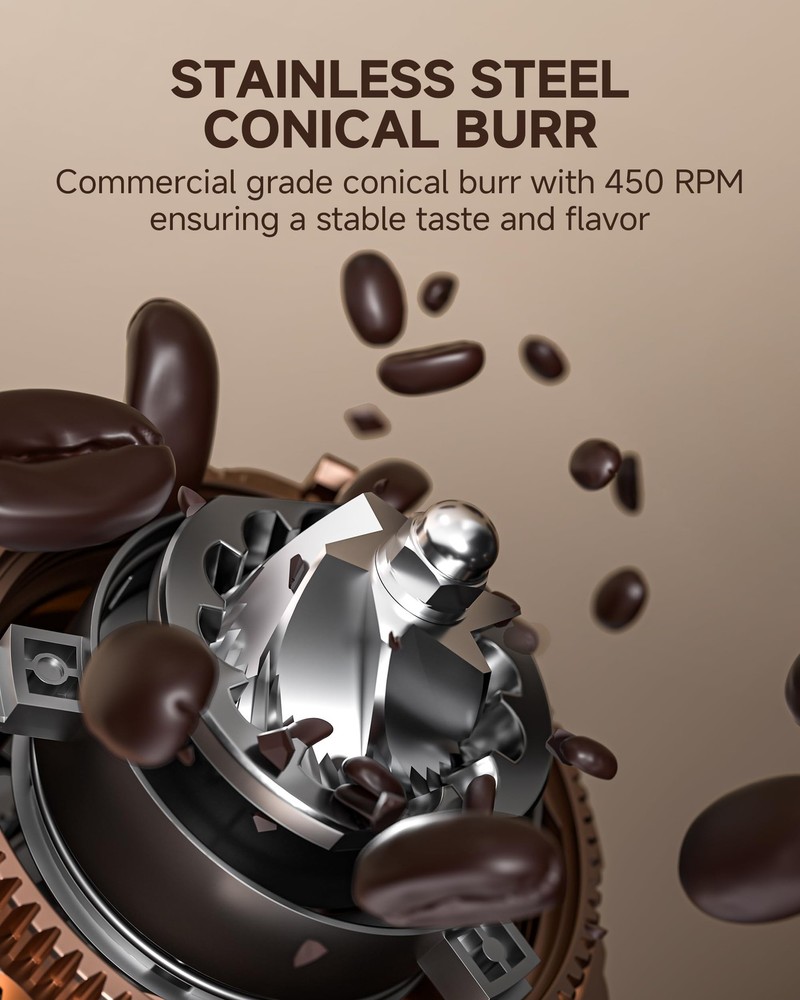 AMZCHEF Single Dose Coffee Grinder – 75 Settings 75 Grind Settings, Black