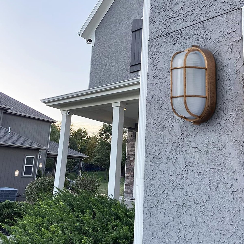 2 Pack Outdoor Oval Wall Lights, 8.3" Nautical Bulkhead Light, Flush Mount