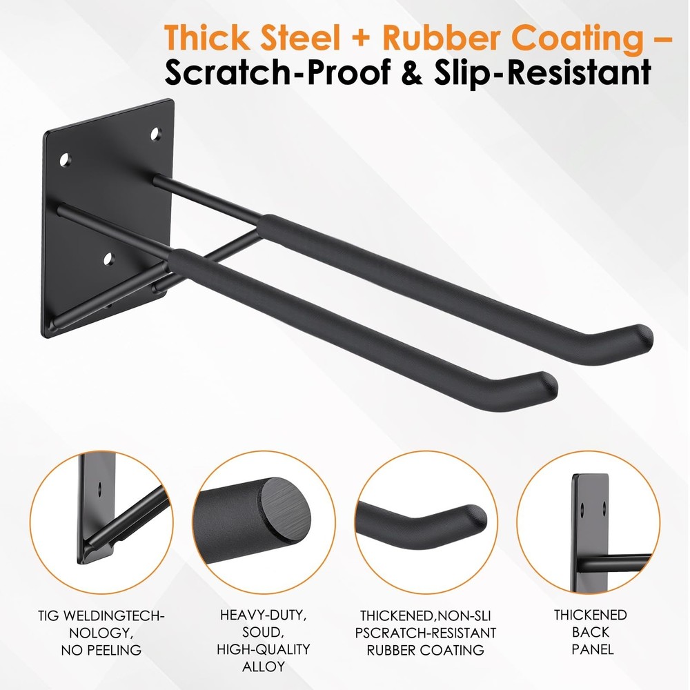 14" Garage Hooks Heavy Duty 4-Pack - Garage Storage System Hooks, Ladder Hook...