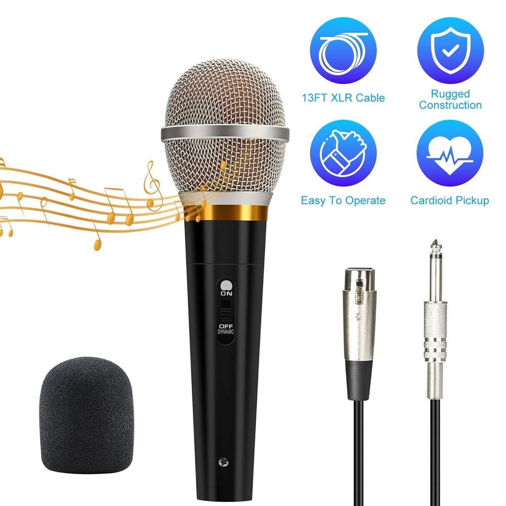 Dynamic Handheld XLR Mic for Karaoke Amp Speaker Wired Cardioid