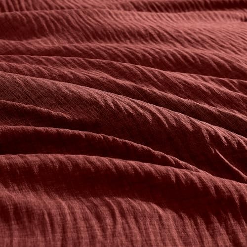 Full Comforter Set - 7 Pieces Comforter Full Size, Full (80"x90") Dark Red