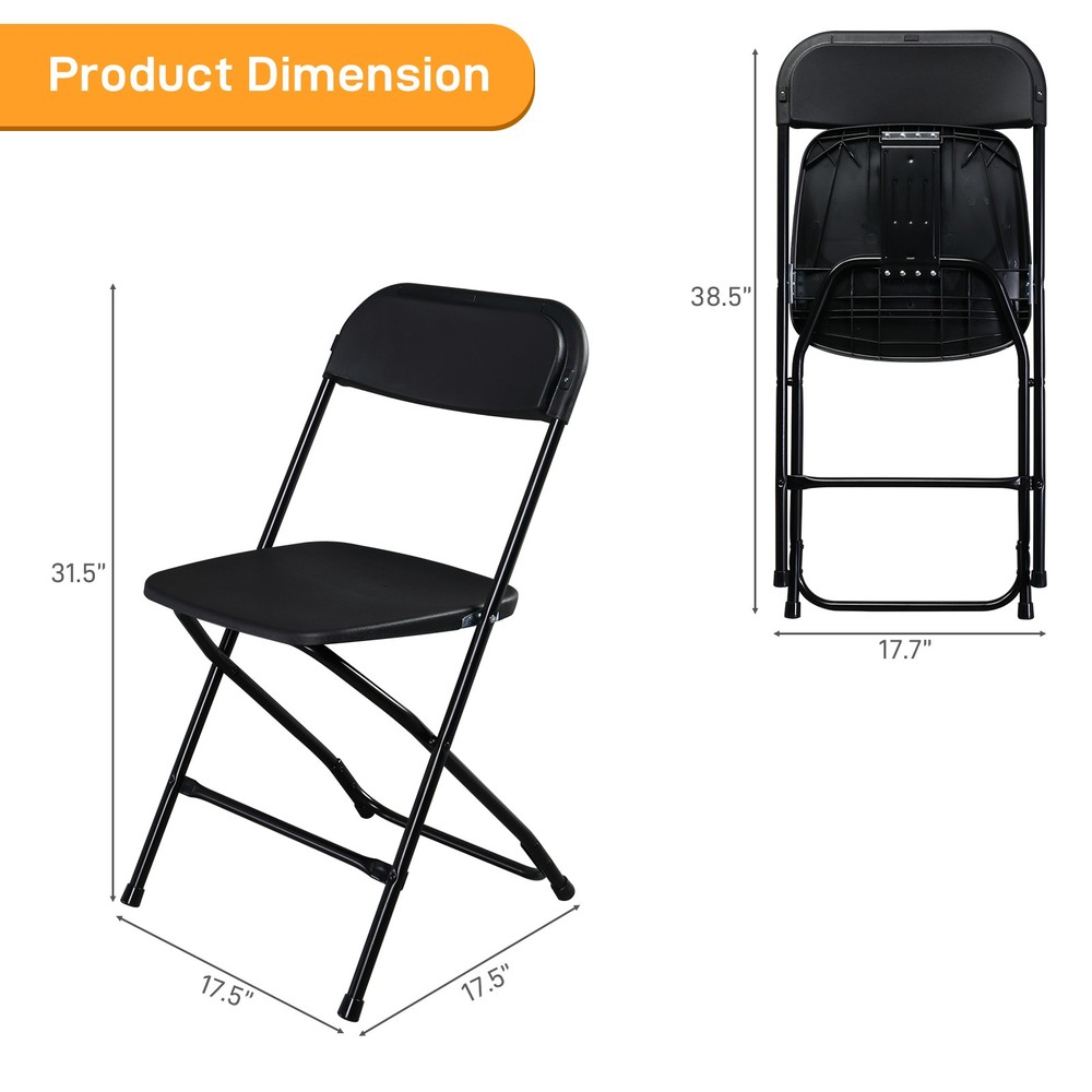 10x Plastic Folding Chairs Wedding Party Event Stackable Dining Chair Black