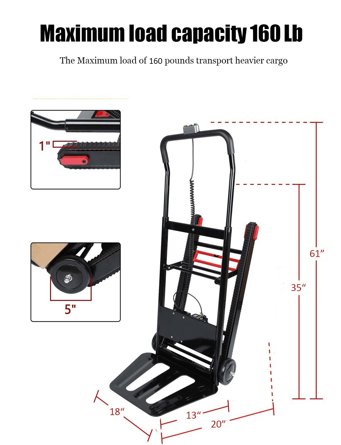 Electric Stair Climbing Cart Portable Motorized Stair Climbing Dolly 80W