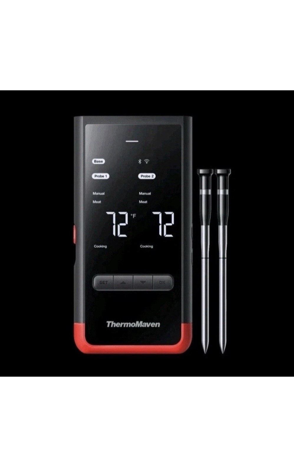 THERMOMAVEN P2 Wireless Thermometer - 2 Probe Set Standalone Base & WiFi WT02